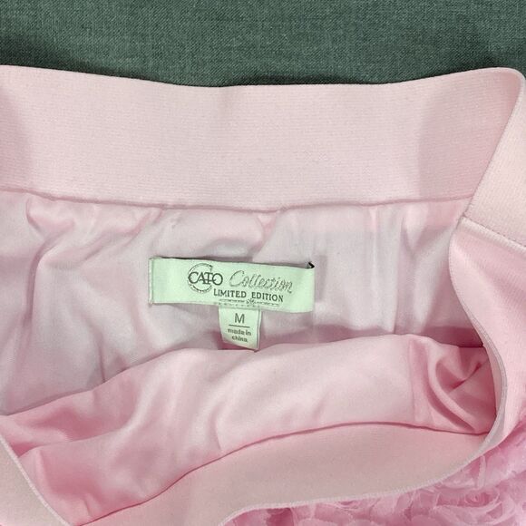 CATO 3D Rose Petal Mesh Midi Skirt Sz M Pink Elegant Fairy Goth Barbie Romantic - Picture 13 of 14